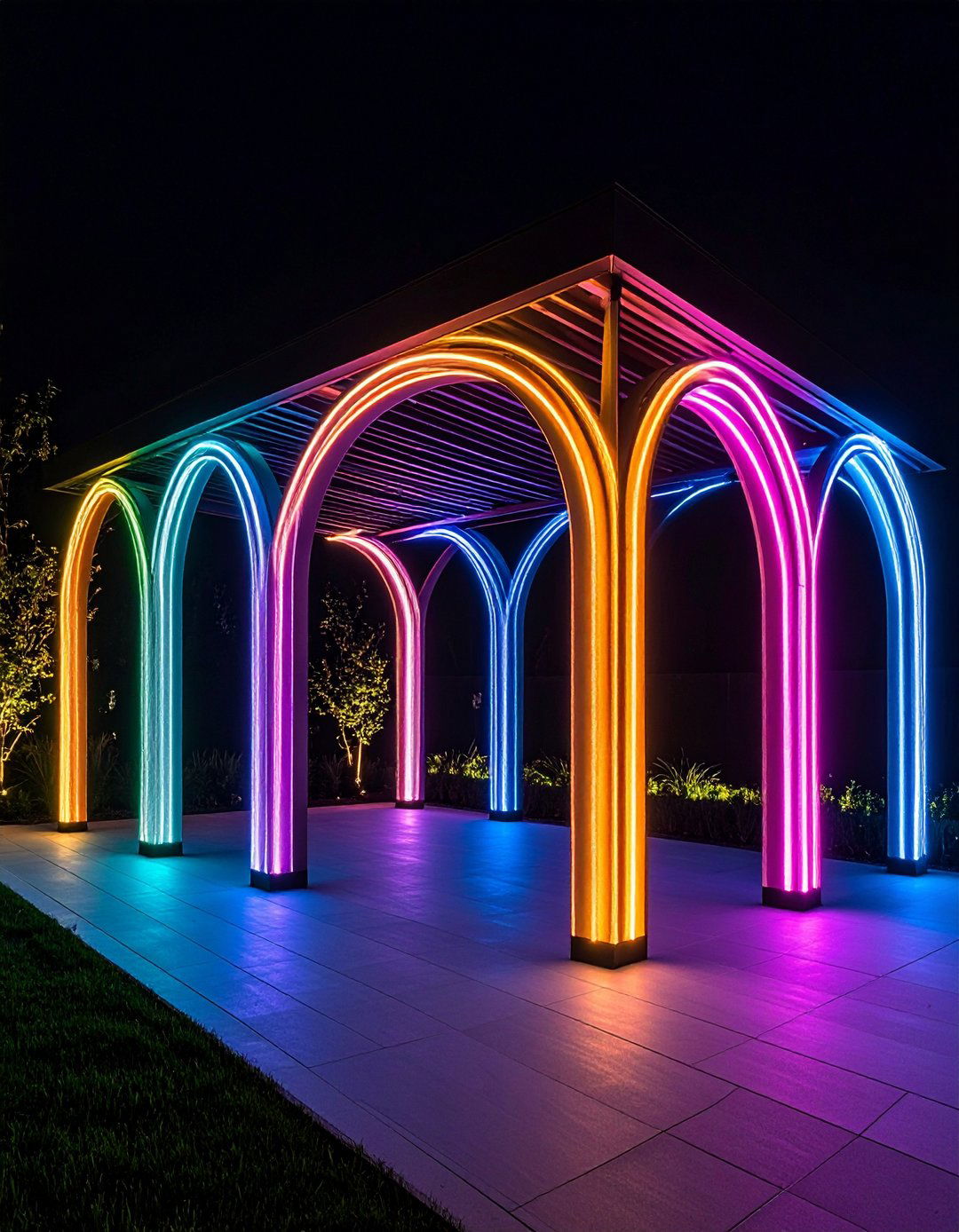 Neon Flex Gazebo Lighting for Custom Shapes and Colors - 20 Gazebo Lighting Ideas