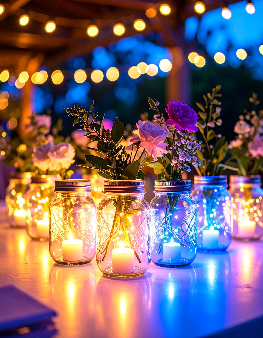 Neon Glow Party Jar - 20 Mason Jar Centerpiece Ideas