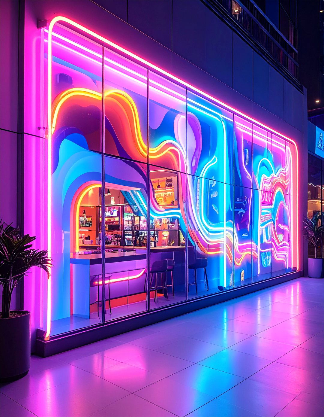 Neon LED Art Feature Wall - 20 Feature Wall Ideas