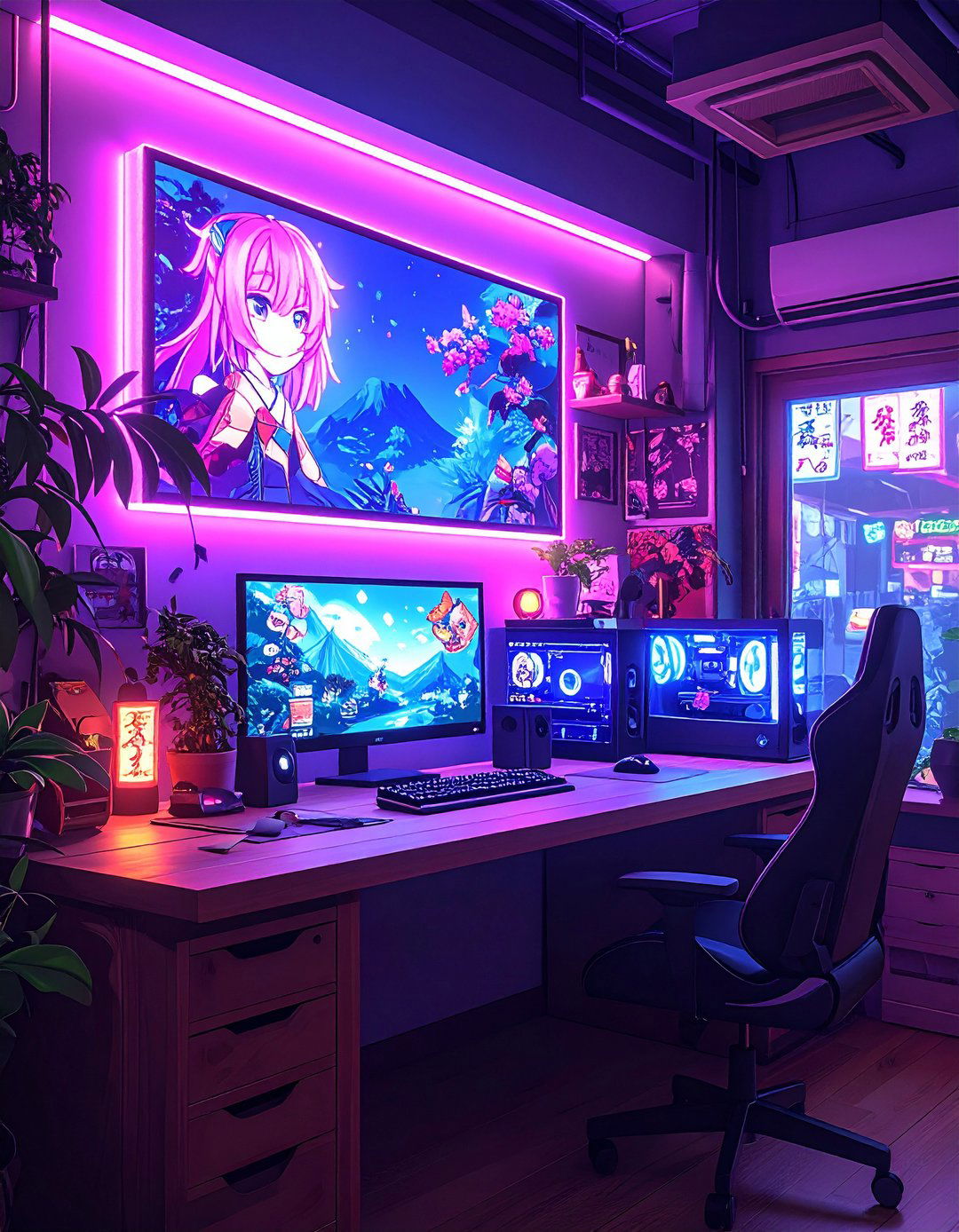 Neon Sign Anime Room Accent Lighting - 20 Anime Room Ideas