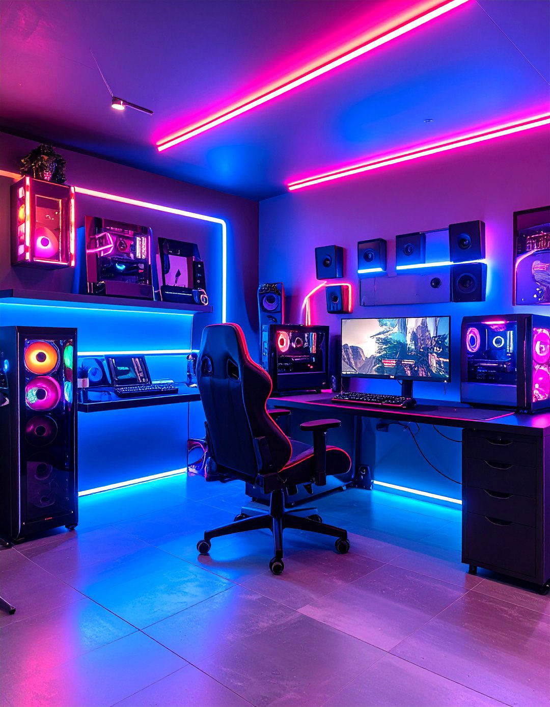 Neon and LED Strip Lighting Sets Garage Game Room Mood - 20 Garage Game Room Ideas