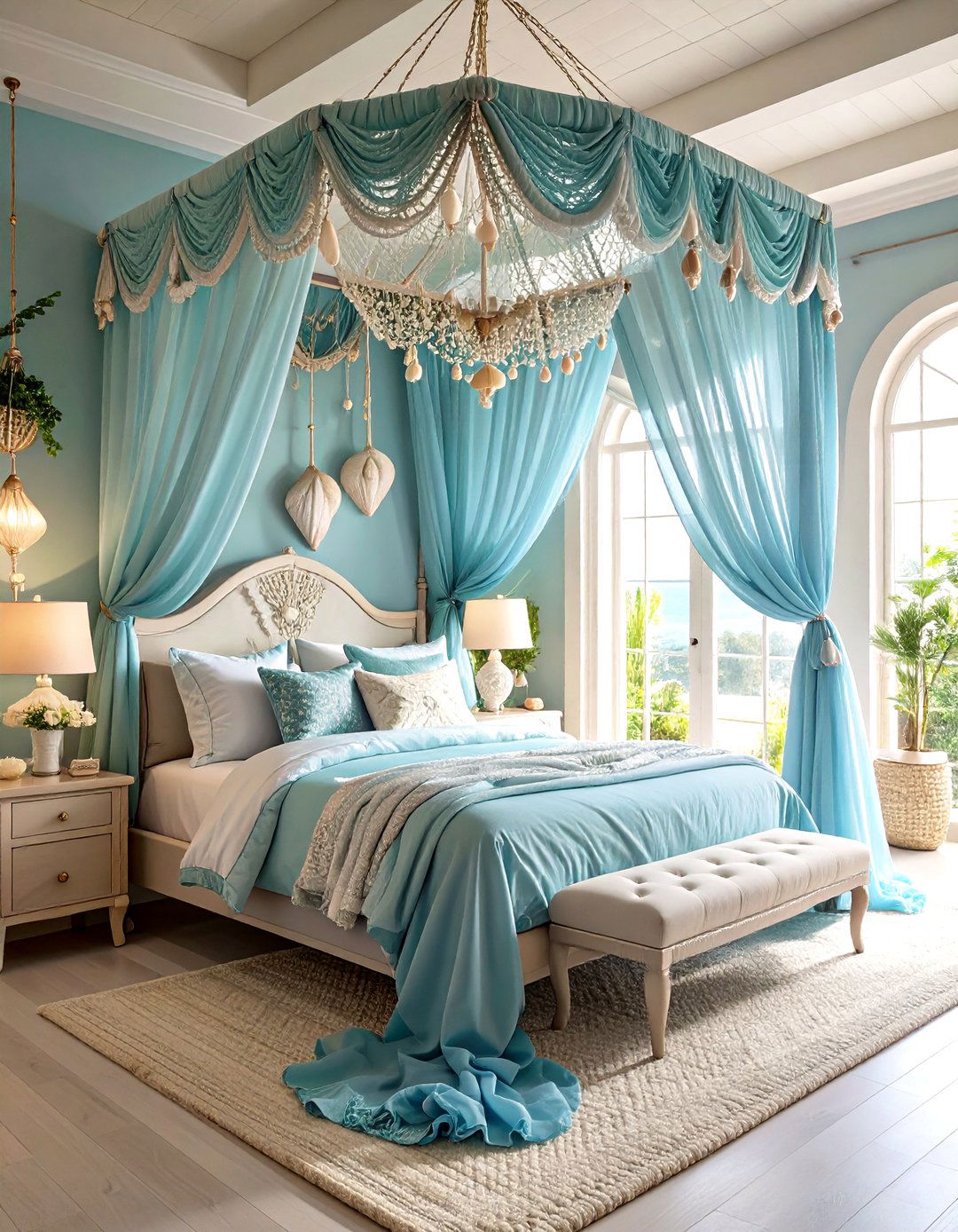 Net Drapery and Canopy - 20 Underwater Mermaid Bedroom Ideas