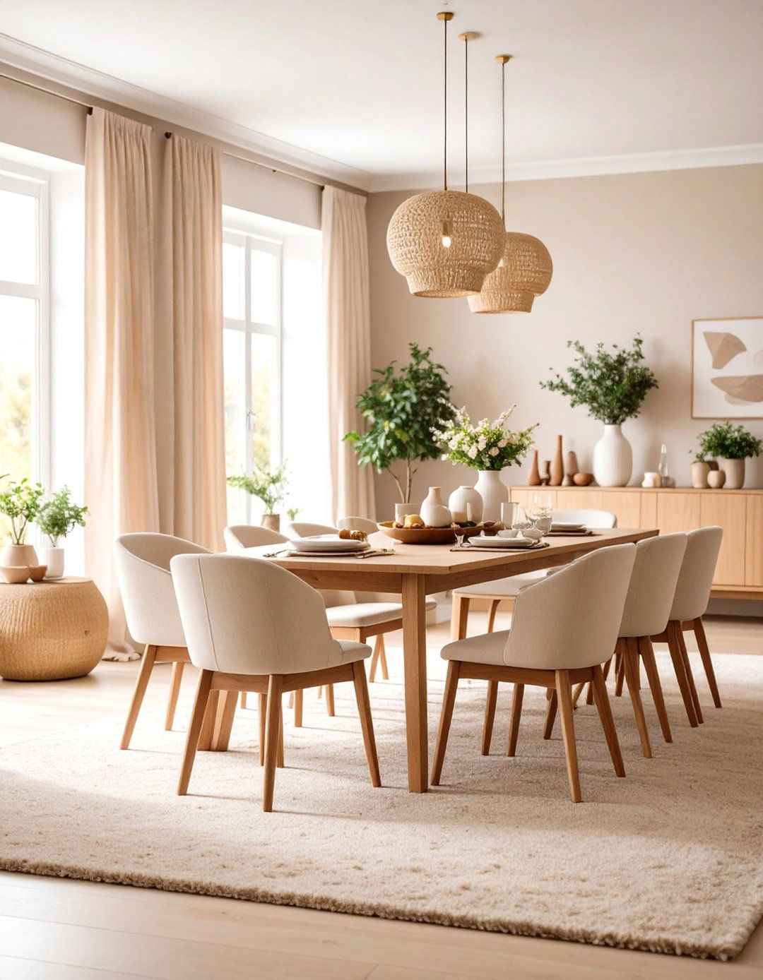 Neutral Beige Carpeted Dining Room with Timeless Appeal - 20 Carpeted Dining Room Ideas