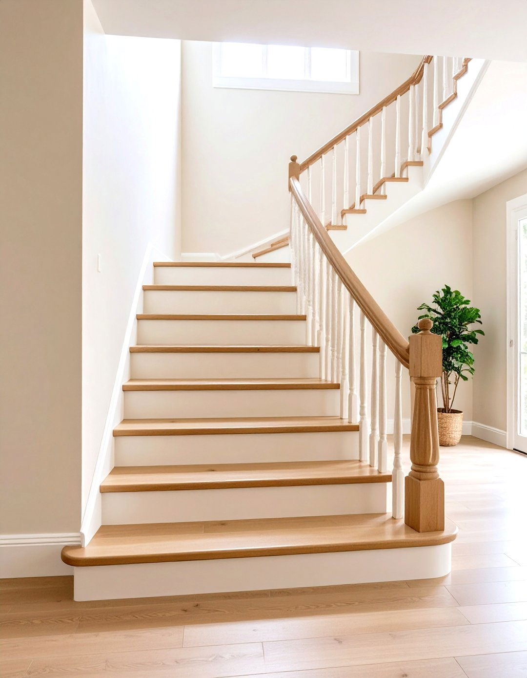 Neutral Beige and White Painted Stair Harmony - 20 Painted Stair Ideas