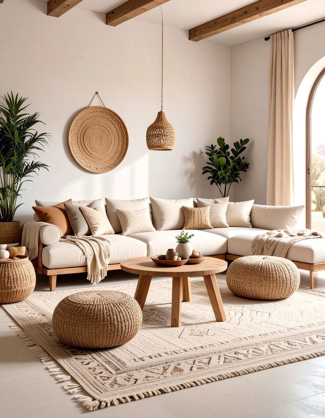 Neutral Boho Desert Layers - 20 Desert Themed Room Ideas