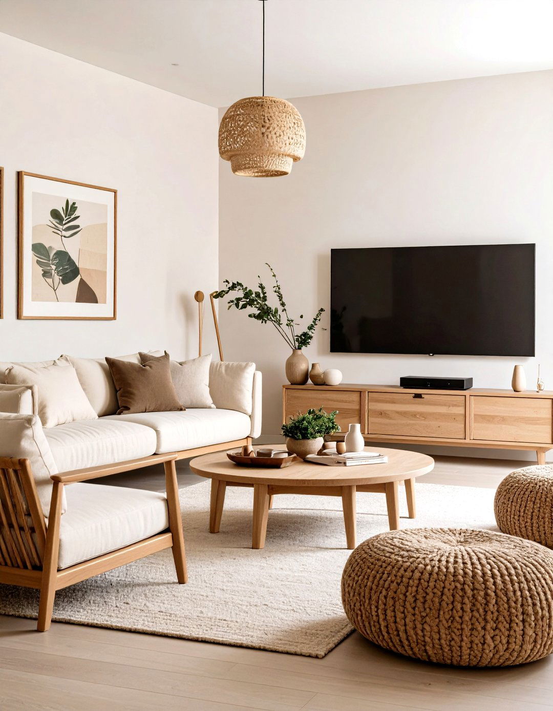 Neutral Minimalist Palette with Texture - 20 Small Media Room Ideas
