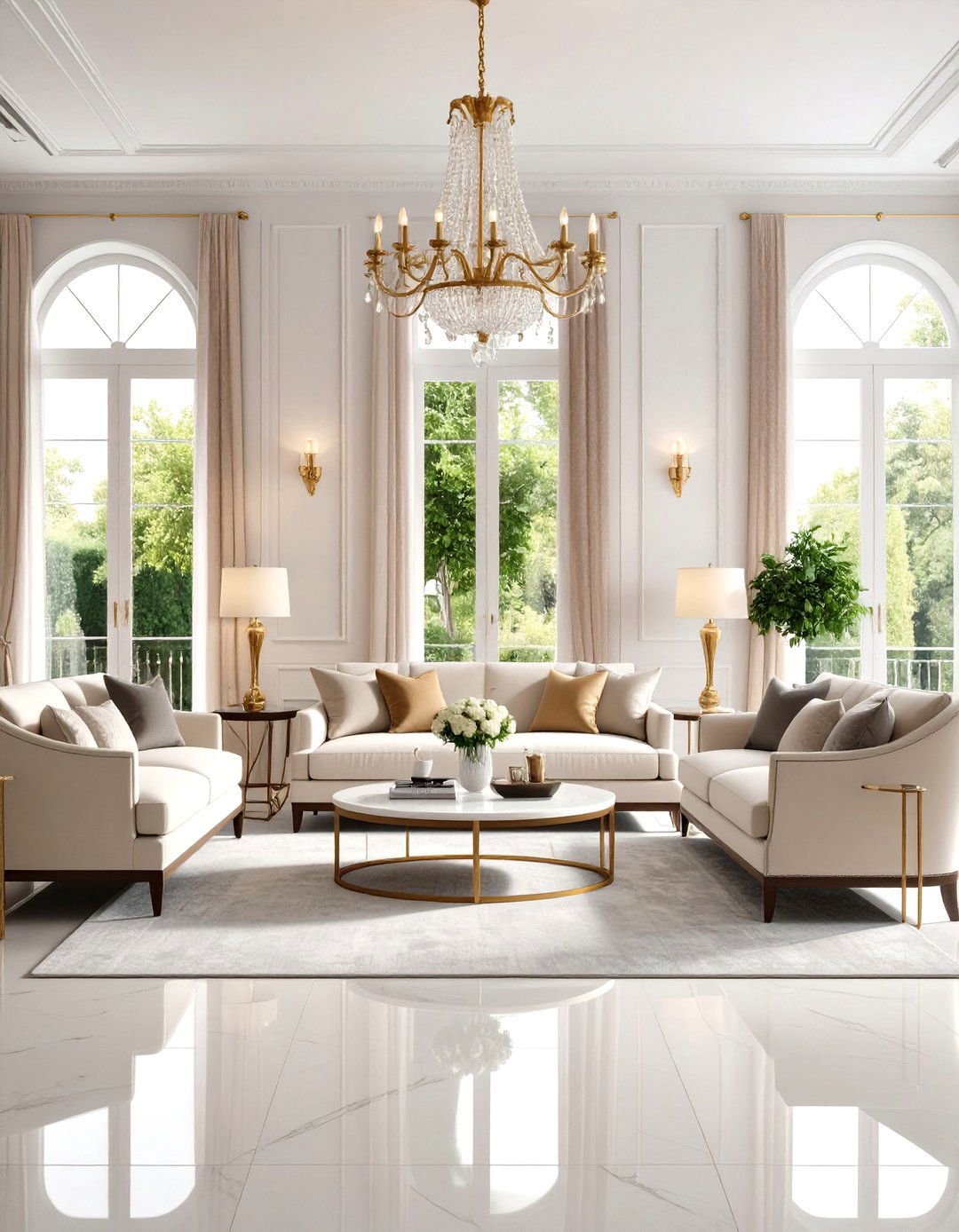 Neutral Palette Mansion Living Room - 20 Mansion Living Room Ideas