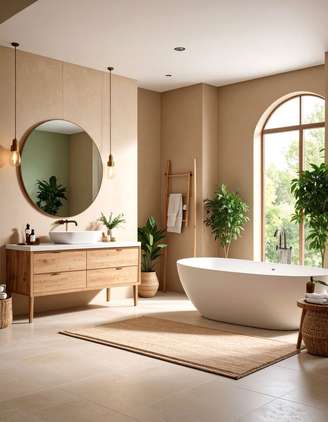 Neutral Palette Rustic Bathroom with Earthy Color Schemes - 20 Rustic Bathroom Ideas