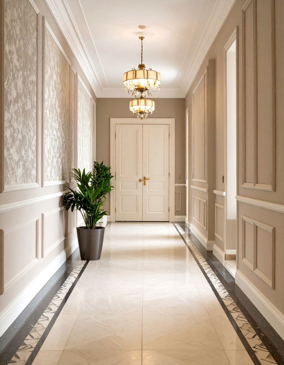 Neutral Textured Hallway Wallpaper for Subtle Sophistication - 20 Hallway Wallpaper Ideas