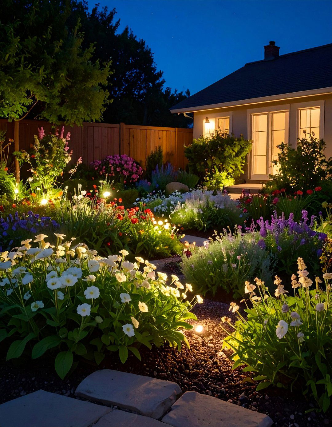 Night Blooming Moon Garden Flower Bed - 20 Front Yard Flower Bed Ideas
