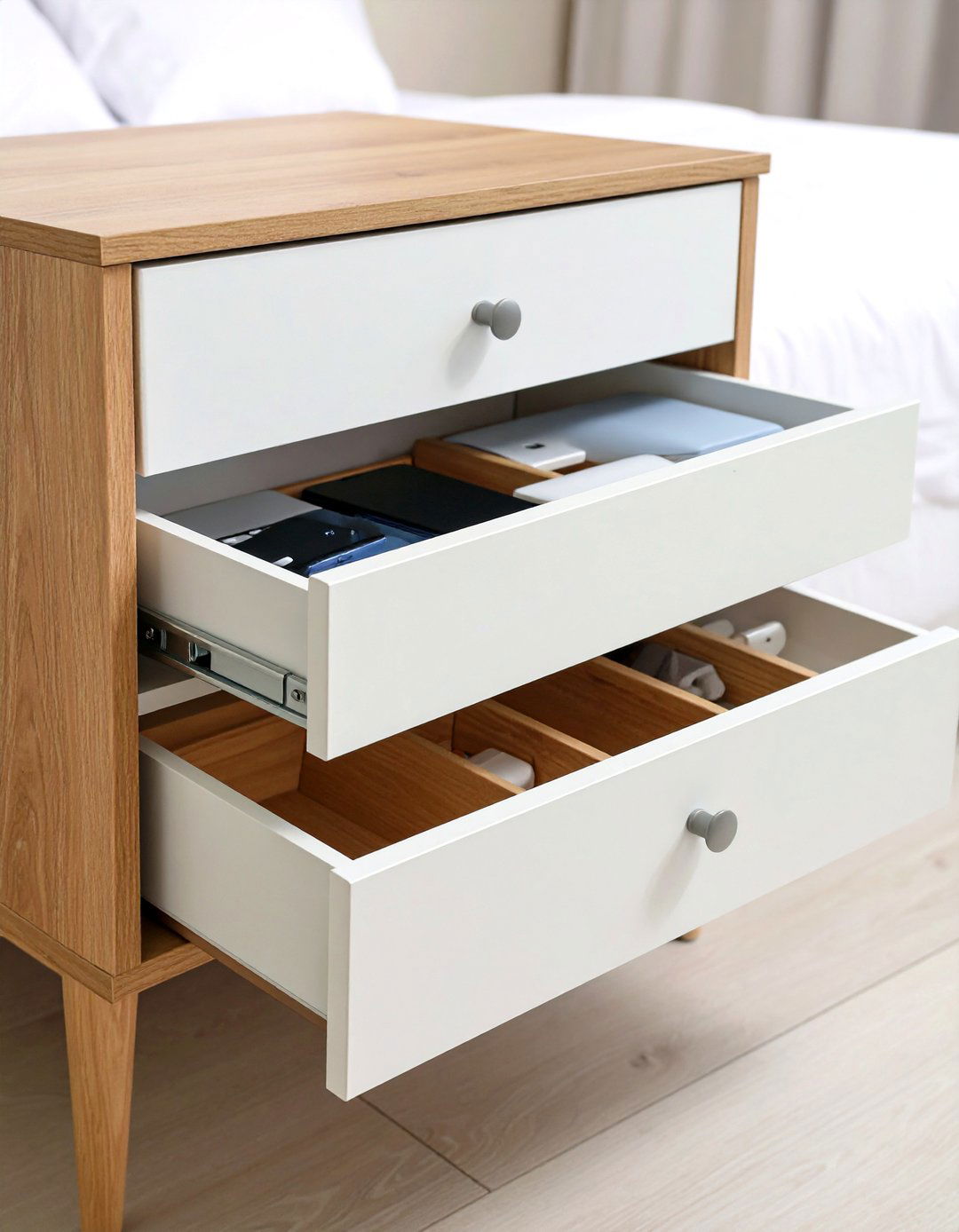 Nightstand Charging Station Drawer - 20 charging station ideas