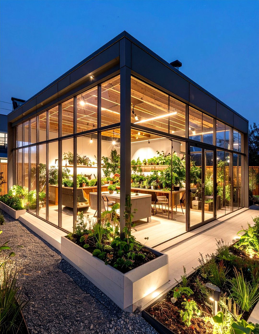 Nighttime Plant Room Illuminated Garden - 20 Plant Room Ideas
