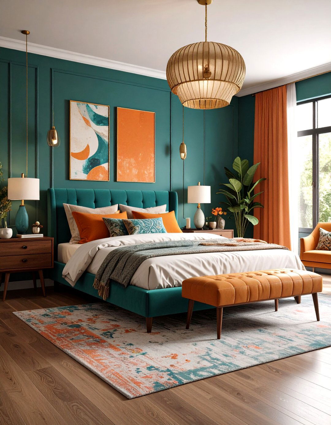 Nostalgic Vintage Teal and Orange Inspirations - 20 Teal and Orange Bedroom Ideas