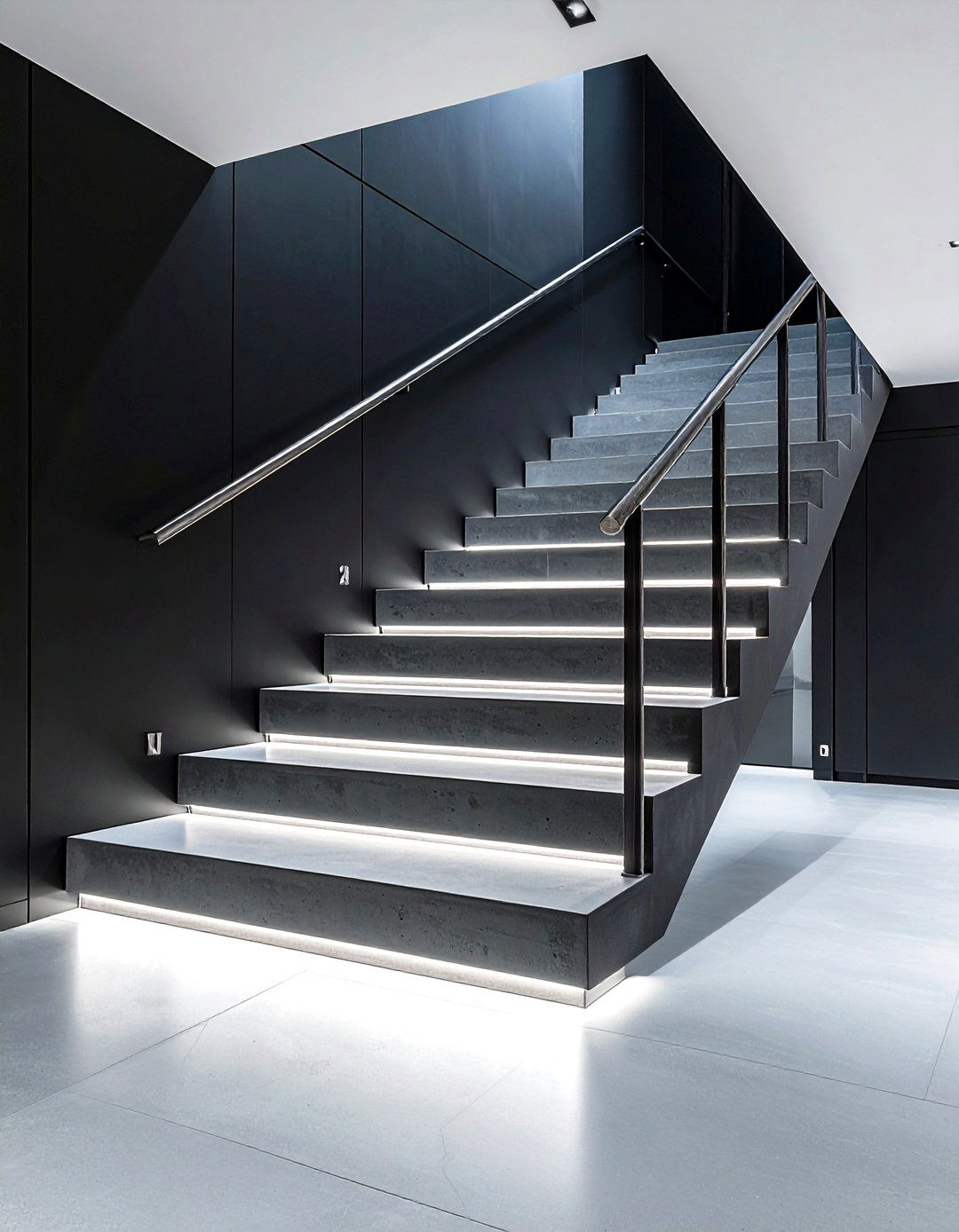 Numbered Minimalist Concrete Front Steps - 20 Front Step Ideas