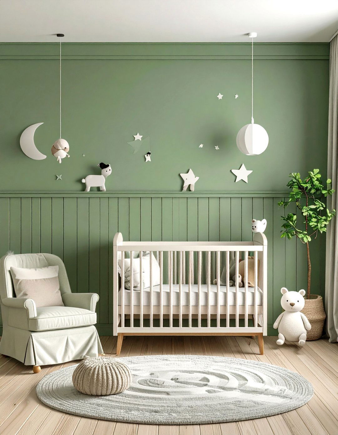 Nursery Ready Board and Batten Sage Green Accent Wall - 20 Green Accent Wall Ideas