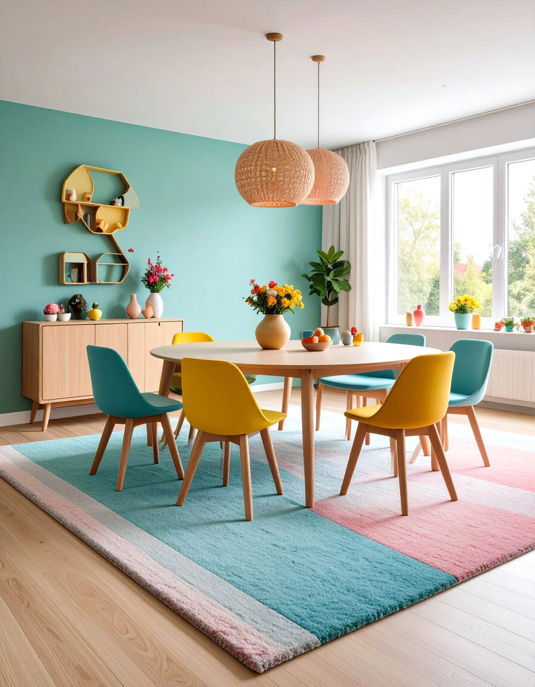 Nylon Stain Resistant Carpeted Dining Room for Family Living - 20 Carpeted Dining Room Ideas