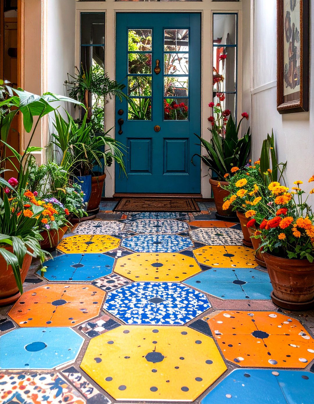 Octagon and Dot Patterns - 20 Small Entryway Tile Floor Ideas