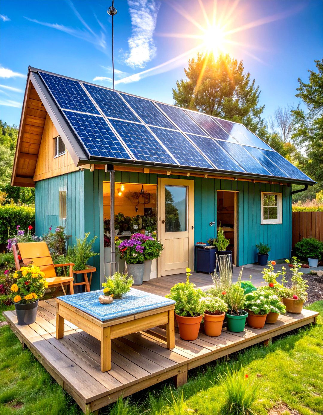 Off Grid Solar Powered Greenhouse Shed - 20 Greenhouse and Shed Combo Ideas