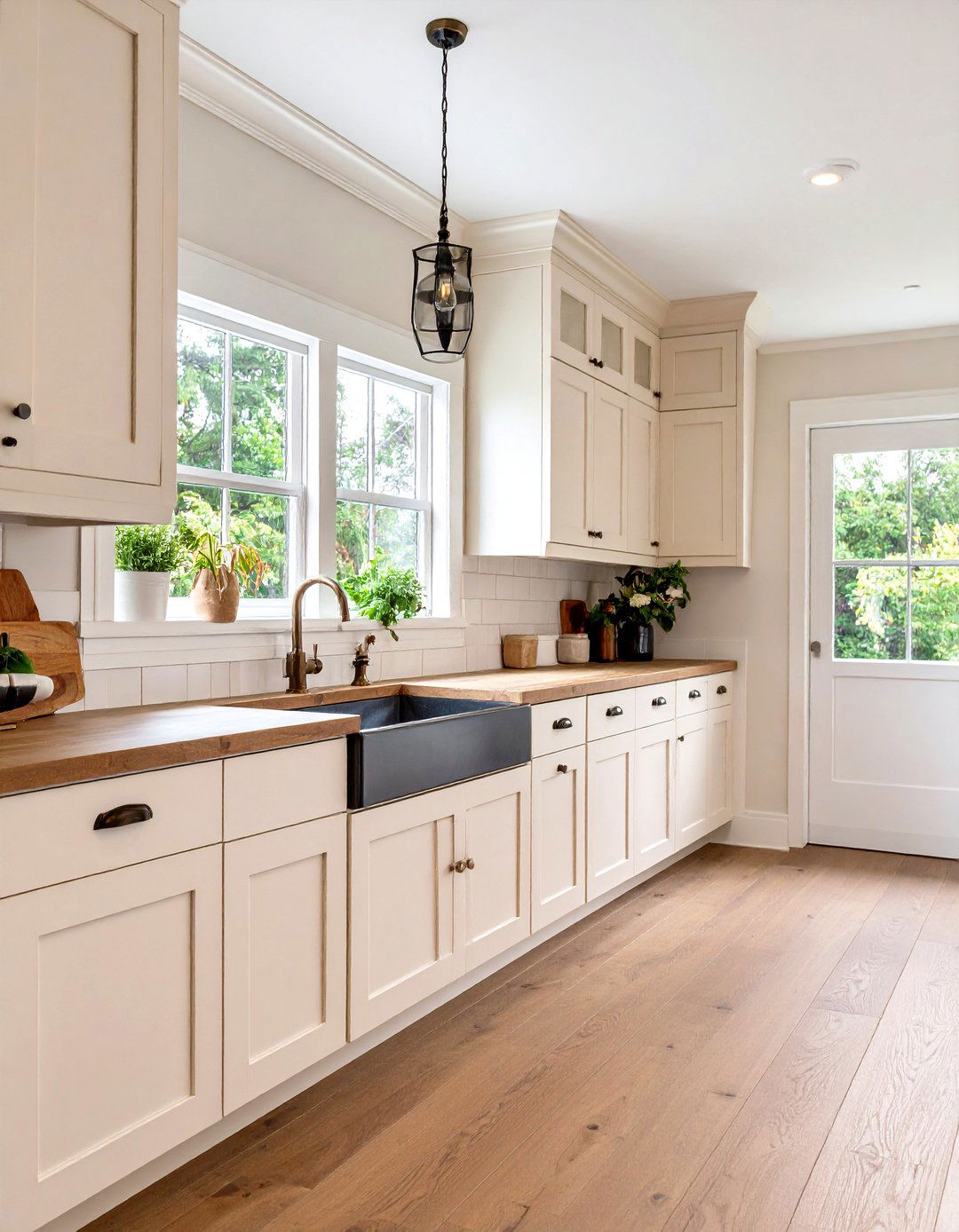 Off white Cabinets Streamlining a Galley Layout - 25 Off-white Kitchen Cabinets