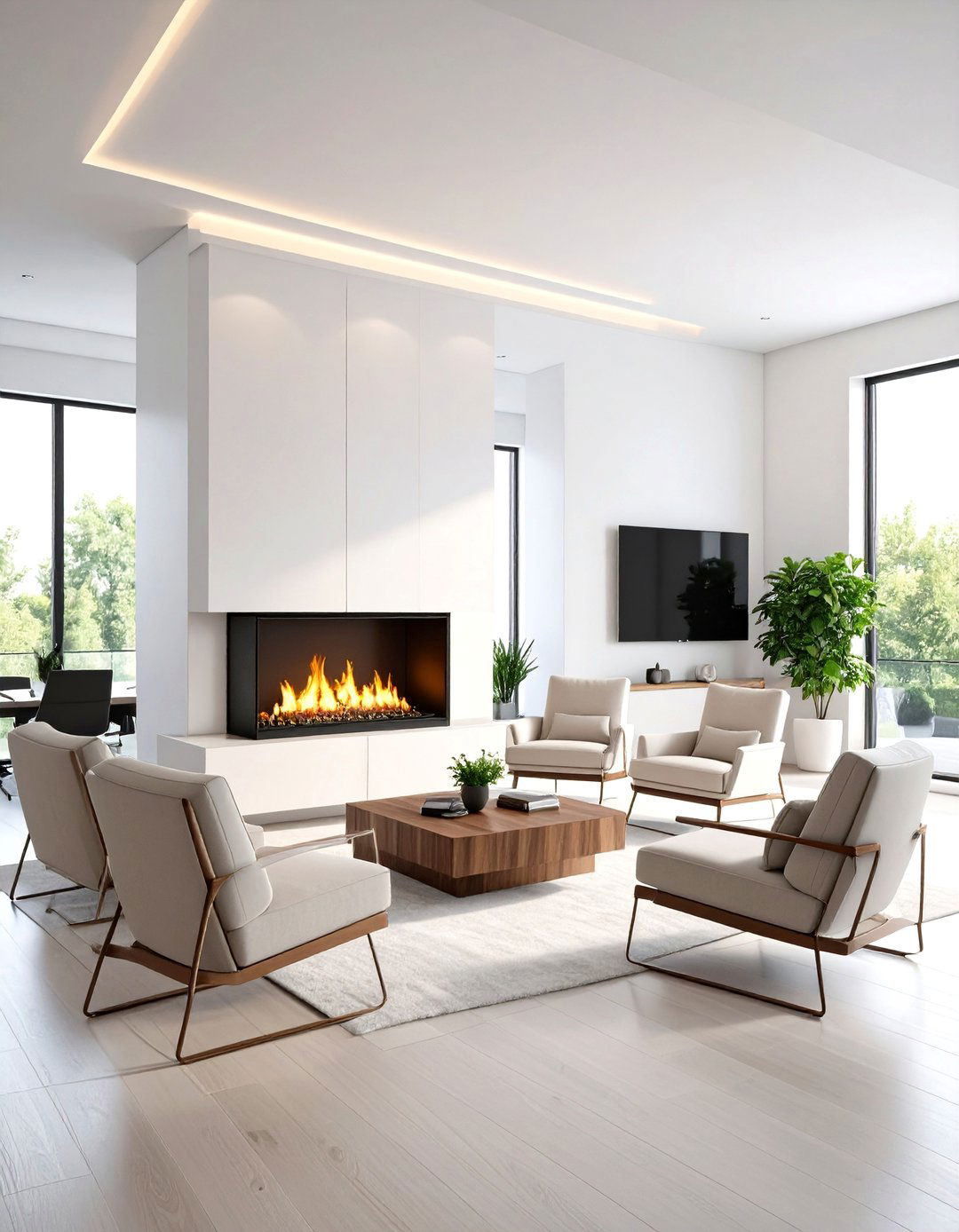 Office Lounge Divider Fireplace - 20 Double-sided Fireplace Ideas