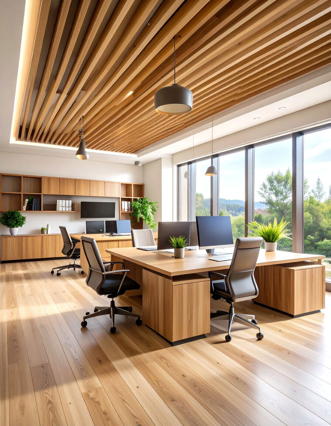 Office Wood Slat Ceiling for Productive Environments - 20 Wood Slat Ceiling Ideas