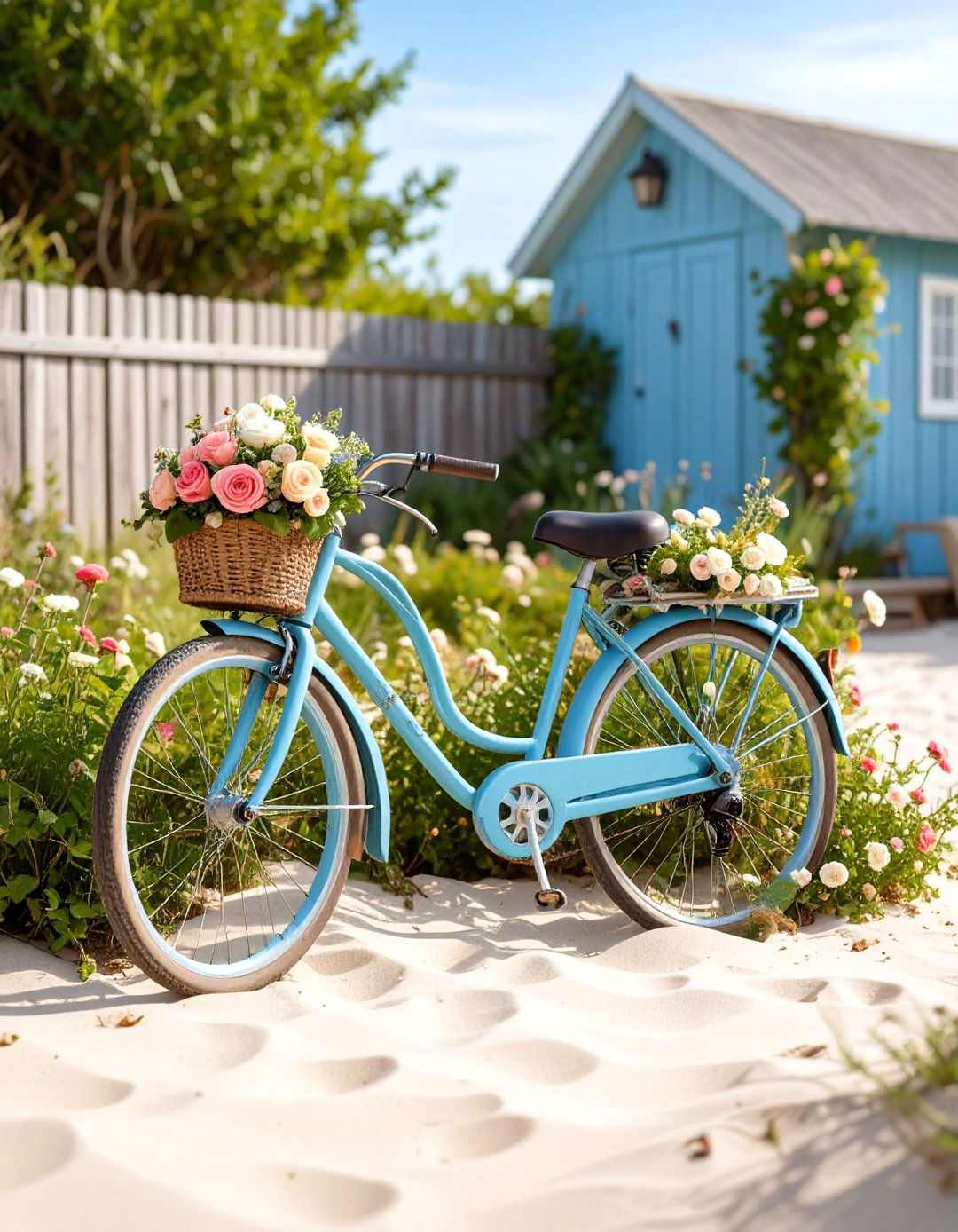 Old Bicycle Garden Coastal Beach Theme - 20 Old Bicycle Garden Ideas