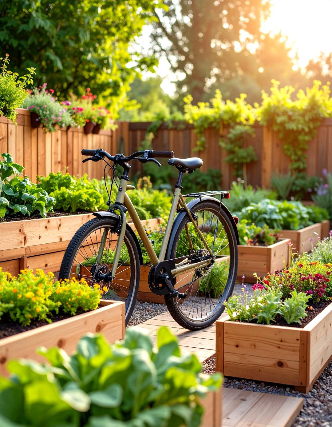 Old Bicycle Garden Raised Bed Integration - 20 Old Bicycle Garden Ideas