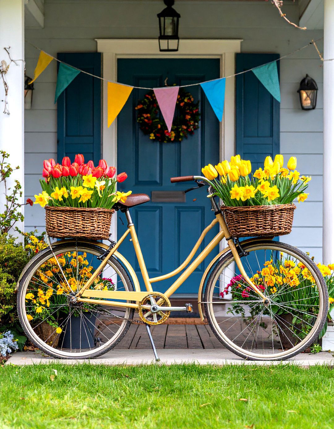 Old Bicycle Garden Seasonal Celebration Display - 20 Old Bicycle Garden Ideas