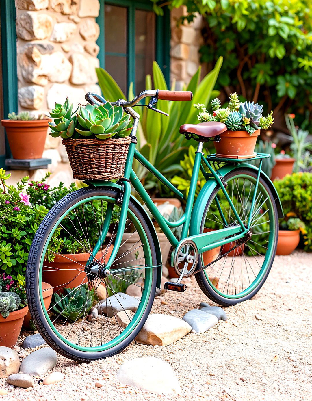 Old Bicycle Garden Succulent Showcase - 20 Old Bicycle Garden Ideas
