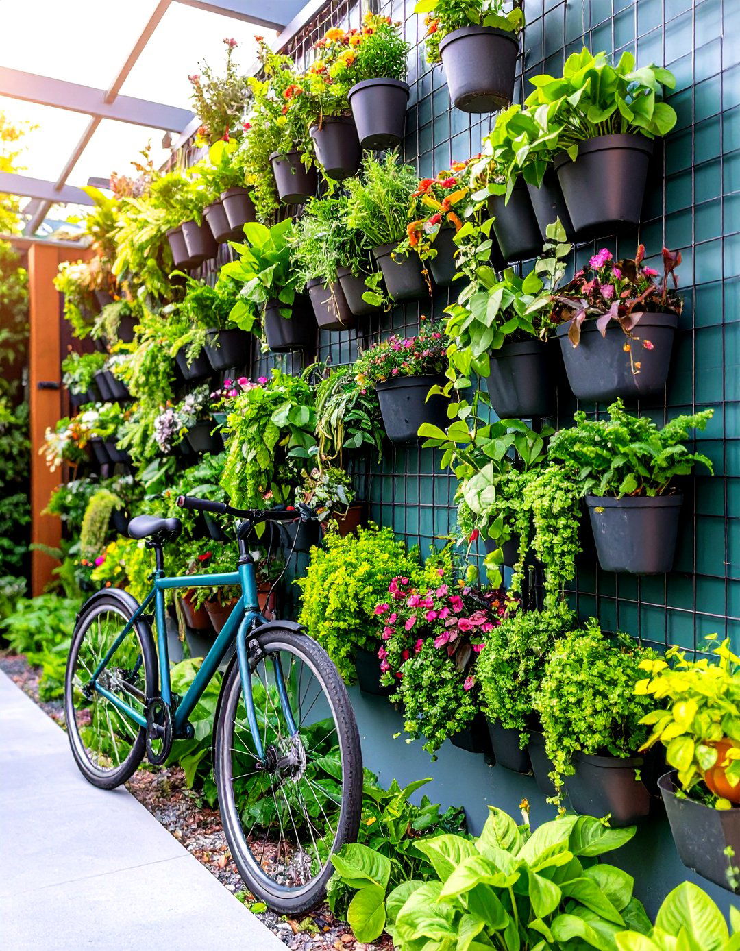 Old Bicycle Garden Vertical Living Wall - 20 Old Bicycle Garden Ideas