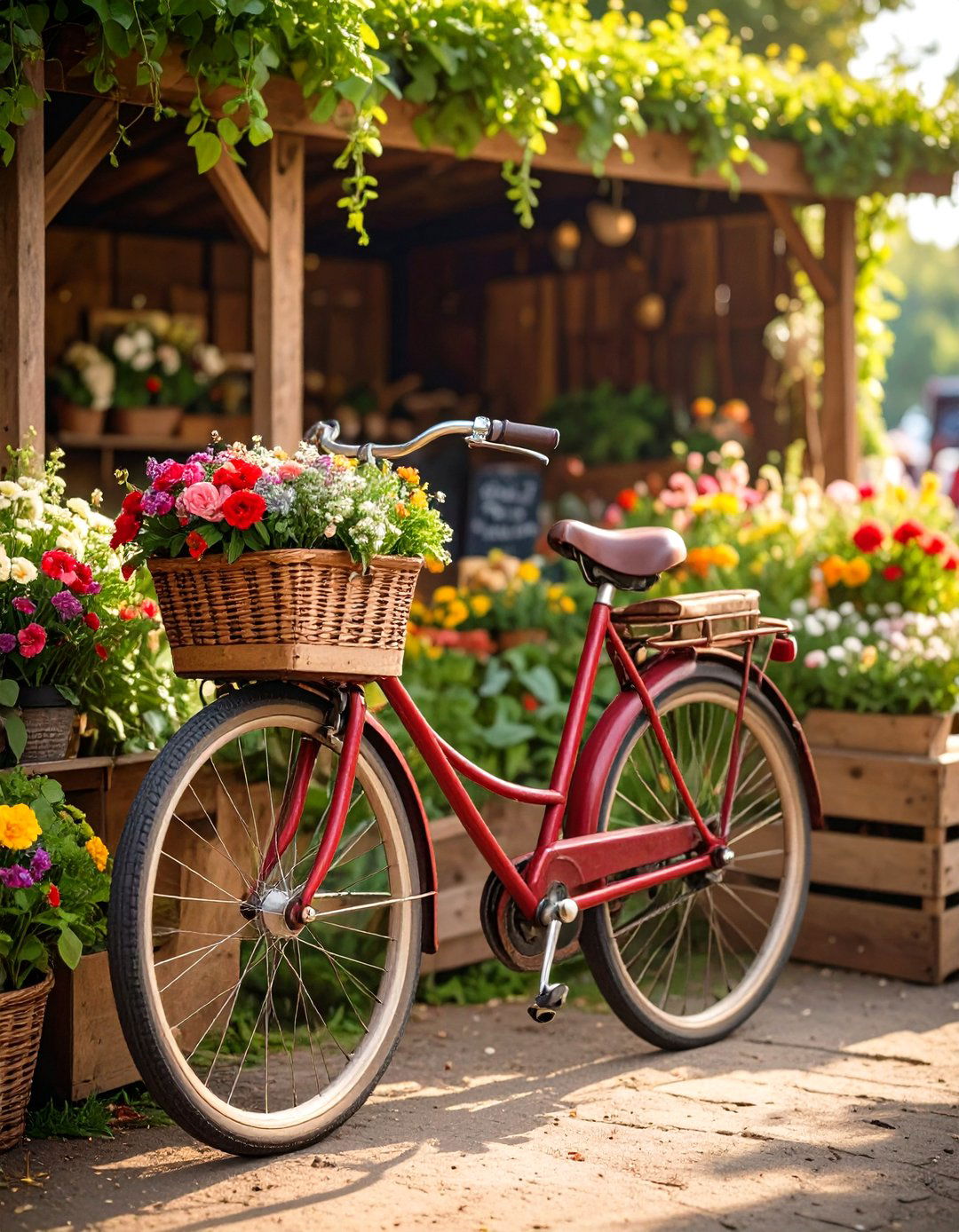 Old Bicycle Garden Vintage Market Display - 20 Old Bicycle Garden Ideas