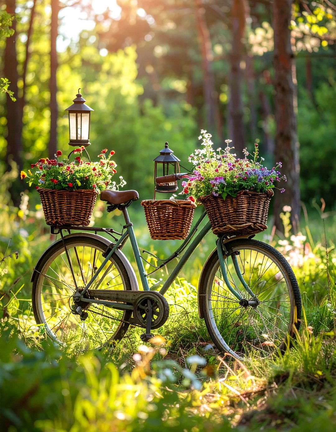 Old Bicycle Garden Wildlife Feeding Station - 20 Old Bicycle Garden Ideas