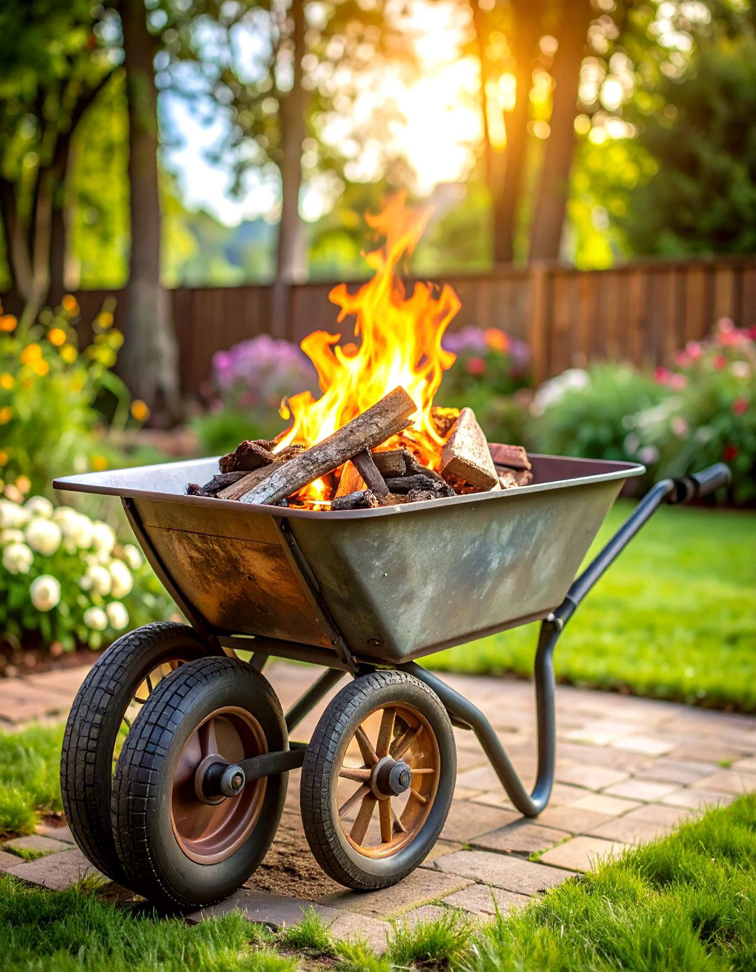 Old Wheelbarrow Fire Pit Container - 20 Old Wheelbarrow Ideas