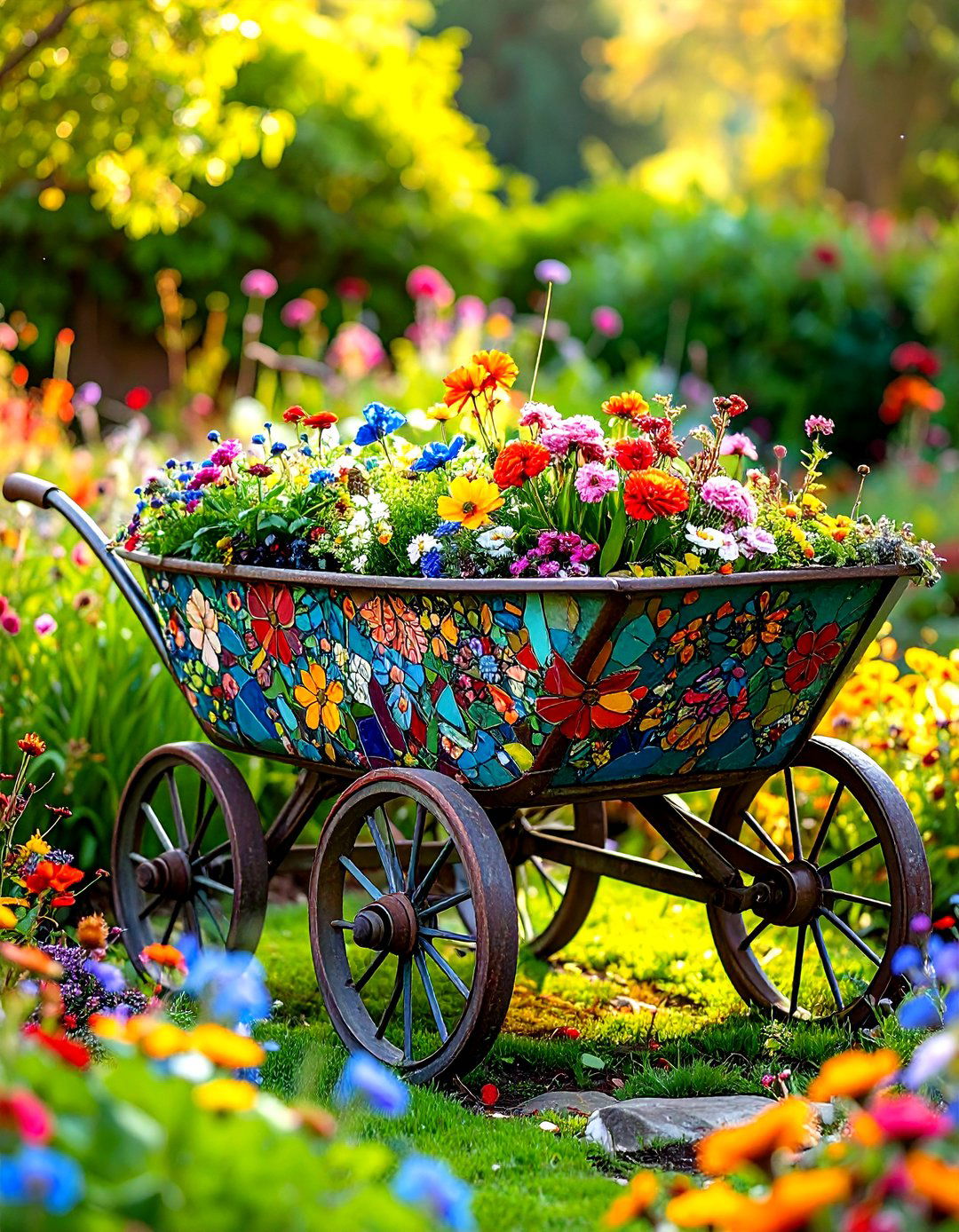 Old Wheelbarrow Garden Art Sculpture - 20 Old Wheelbarrow Ideas
