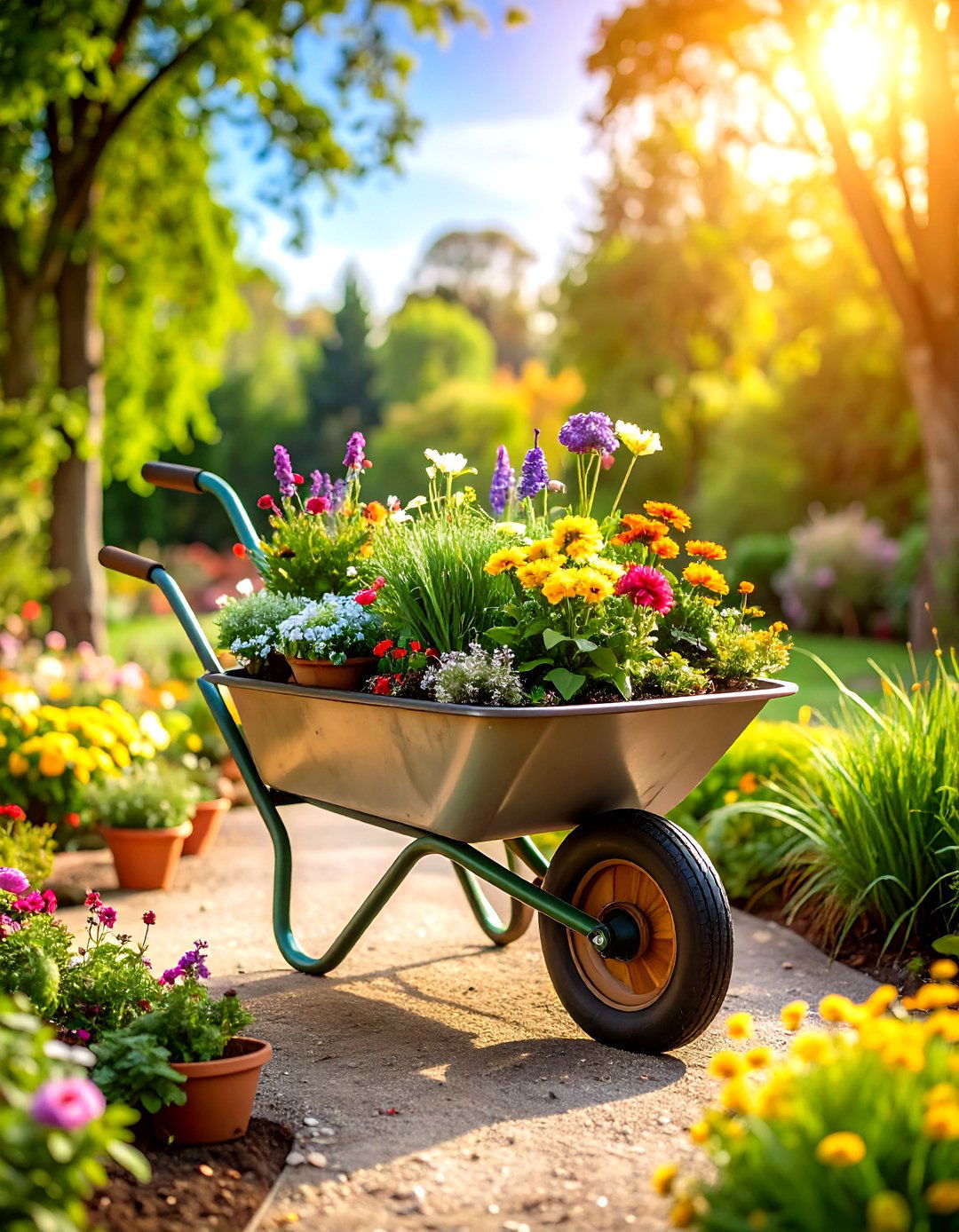Old Wheelbarrow Multi Season Container Garden - 20 Old Wheelbarrow Ideas