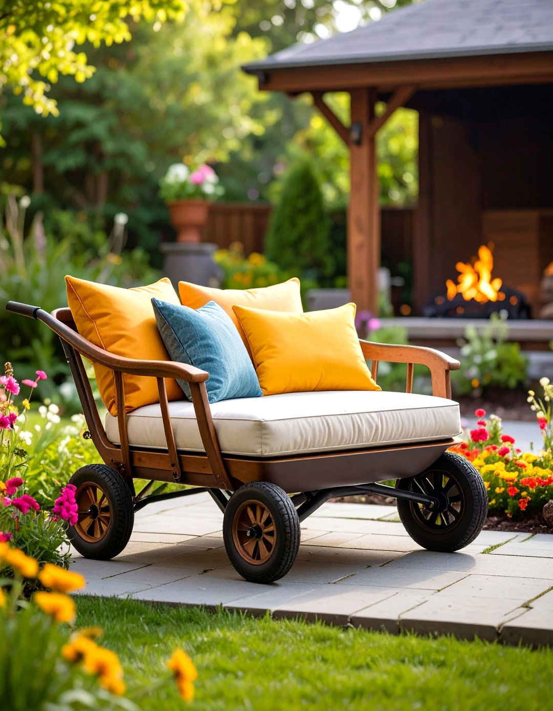 Old Wheelbarrow Portable Seating Solution - 20 Old Wheelbarrow Ideas