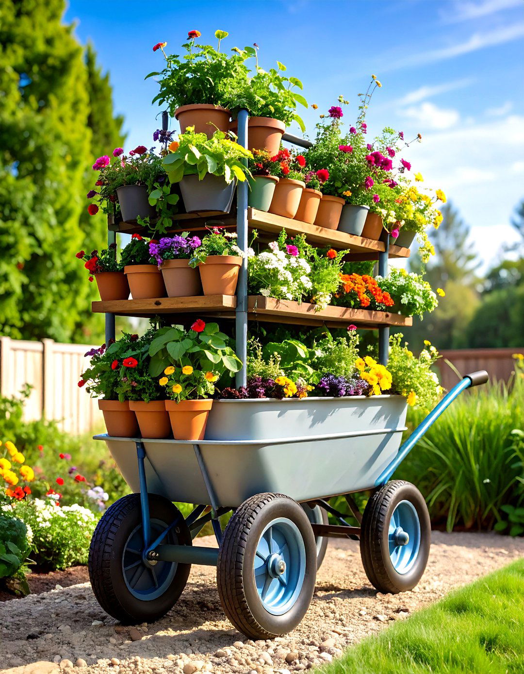 Old Wheelbarrow Vertical Garden Tower - 20 Old Wheelbarrow Ideas
