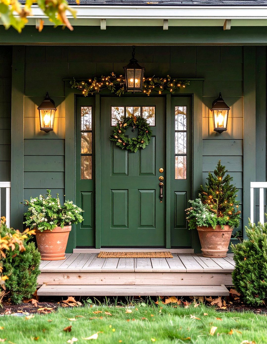 Olive Dark Green Farmhouse Charm - 20 Dark Green Front Door Ideas