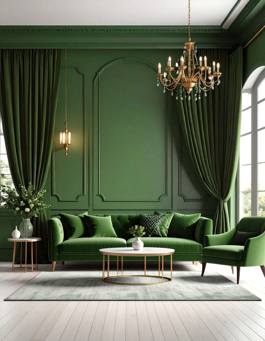 Olive Green Accent Wall Color Drenching - 20 Olive Green Accent Wall Ideas