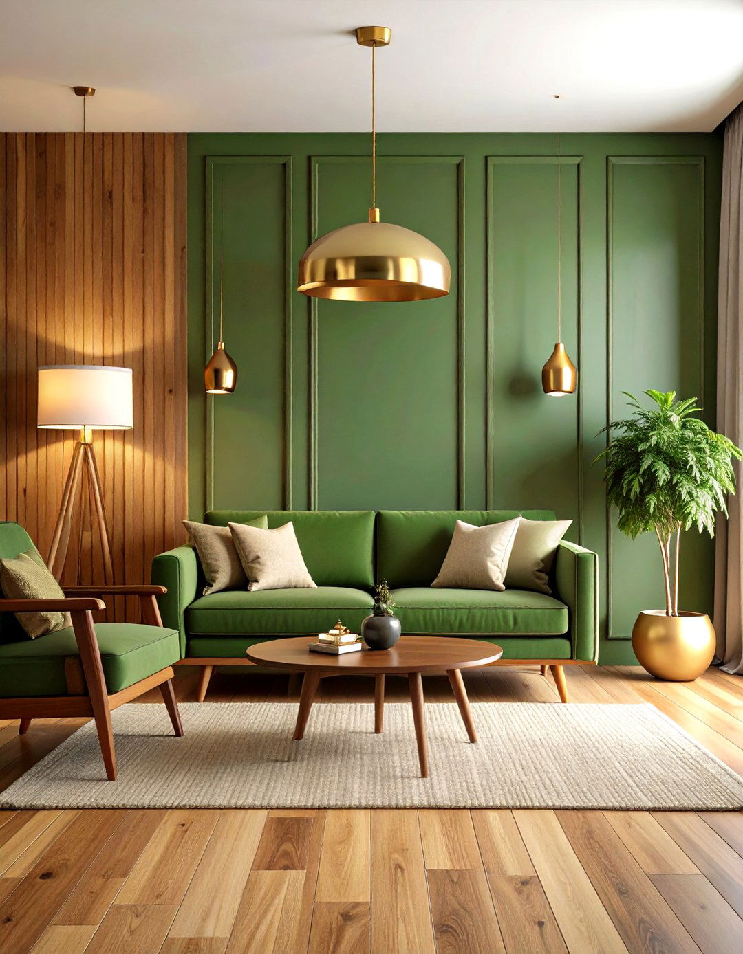 Olive Green Accent Wall for Mid Century Modern - 20 Olive Green Accent Wall Ideas