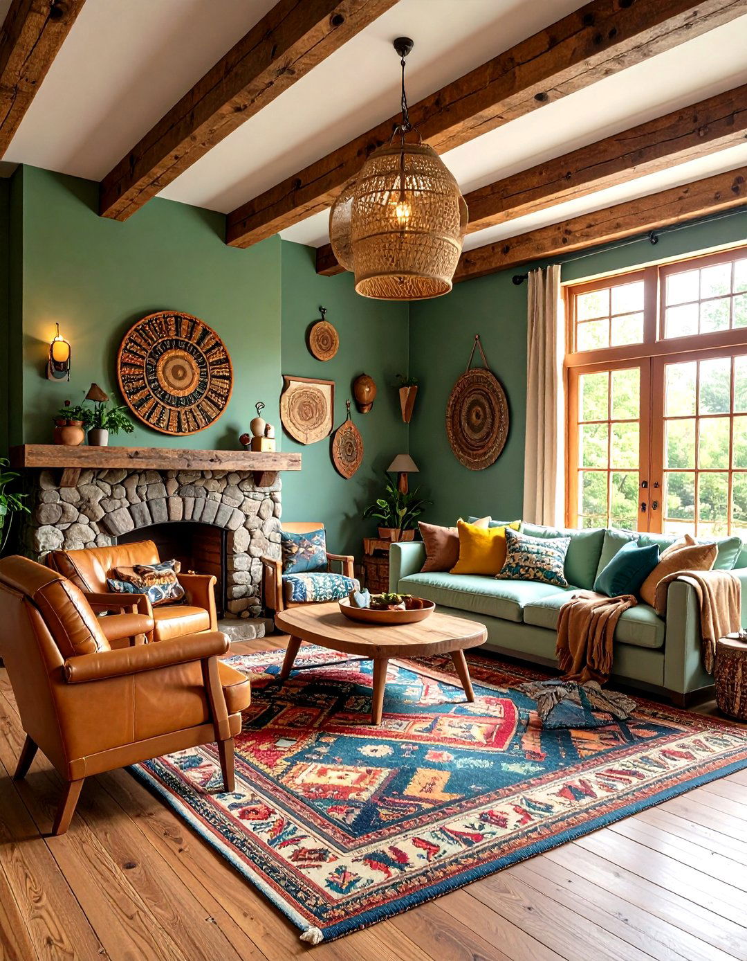 Olive Green Accent Wall for Rustic Style - 20 Olive Green Accent Wall Ideas