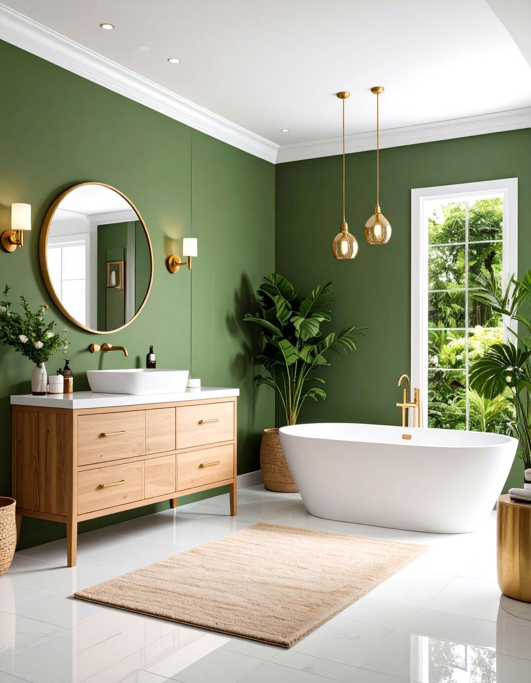Olive Green Accent Wall in Bathroom - 20 Olive Green Accent Wall Ideas
