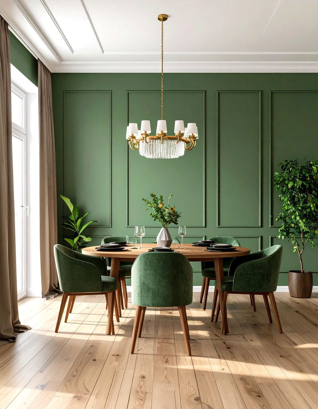 Olive Green Accent Wall in Dining Room - 20 Olive Green Accent Wall Ideas