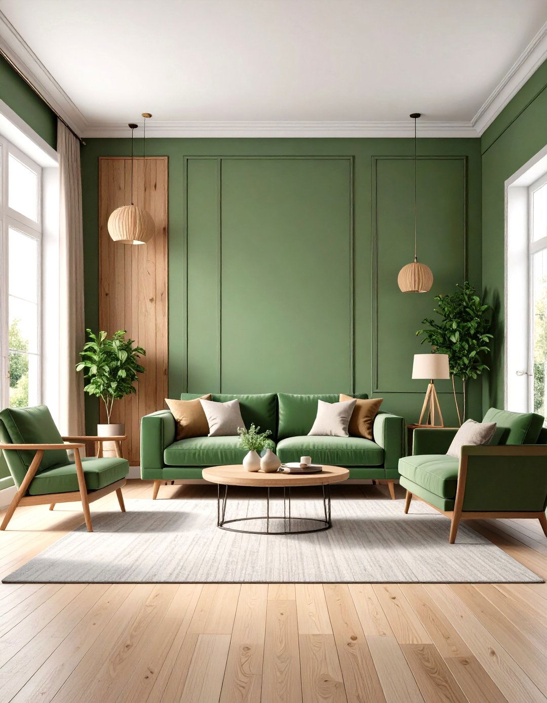 Olive Green Accent Wall with Textured Paneling - 20 Olive Green Accent Wall Ideas