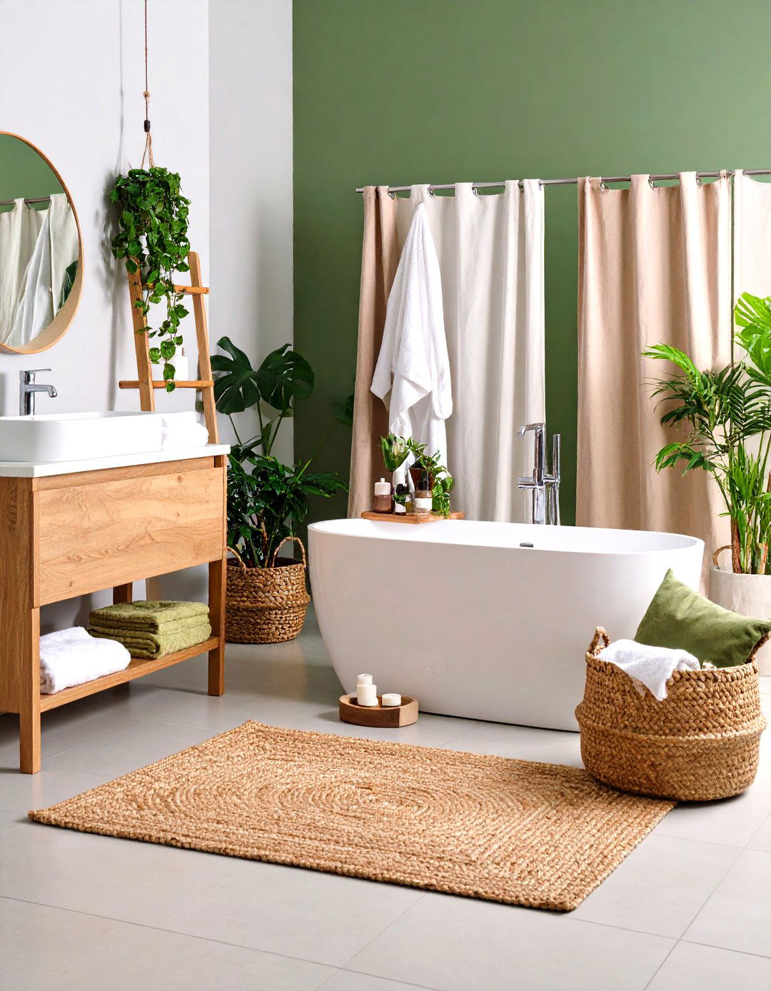 Olive Green Bathroom Accessories and Textiles - 20 Olive Green Bathroom Ideas