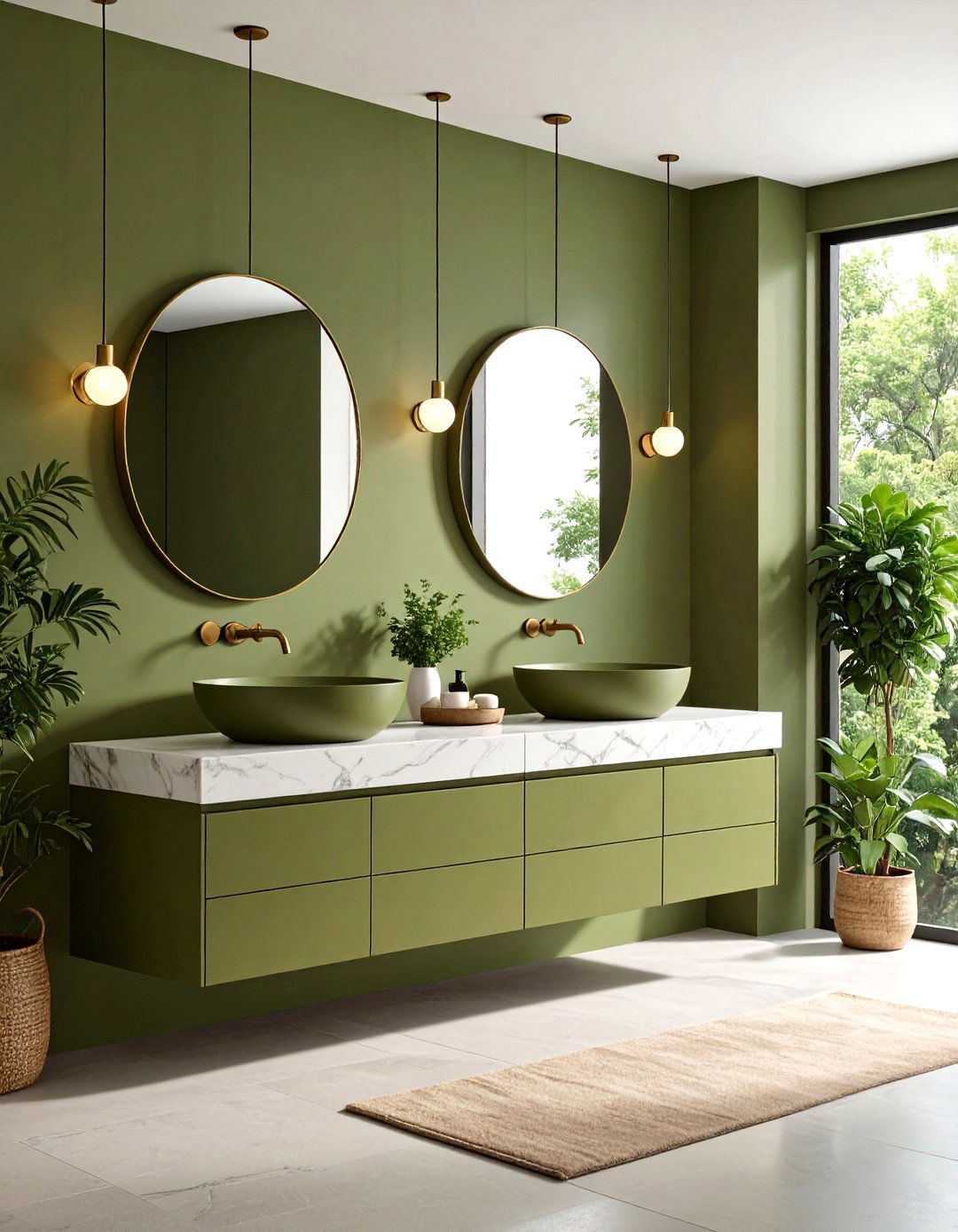 Olive Green Bathroom Double Vanity Luxury Design - 20 Olive Green Bathroom Ideas