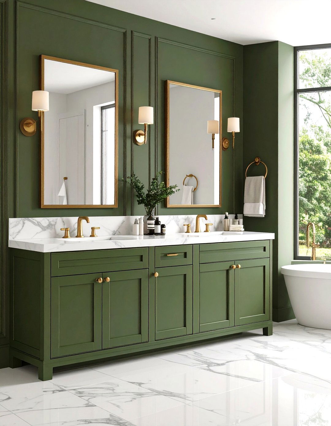 Olive Green Bathroom Shaker Style Vanity - 20 Olive Green Bathroom Ideas