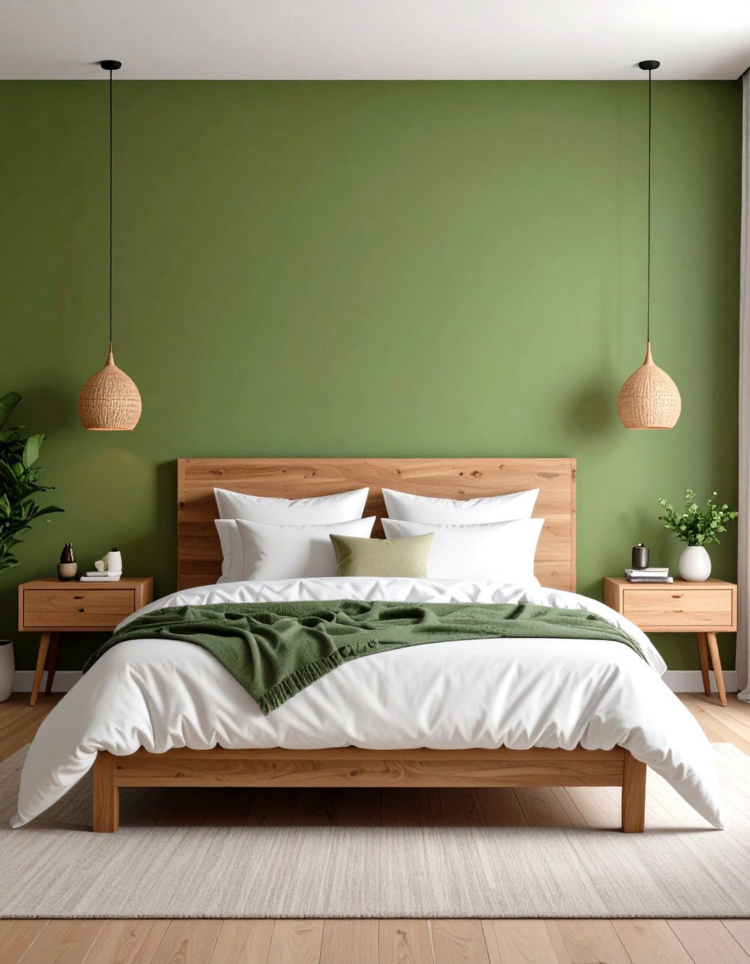 Olive Green Bedroom Accent Wall Behind the Bed - 20 Olive Green Bedroom Ideas