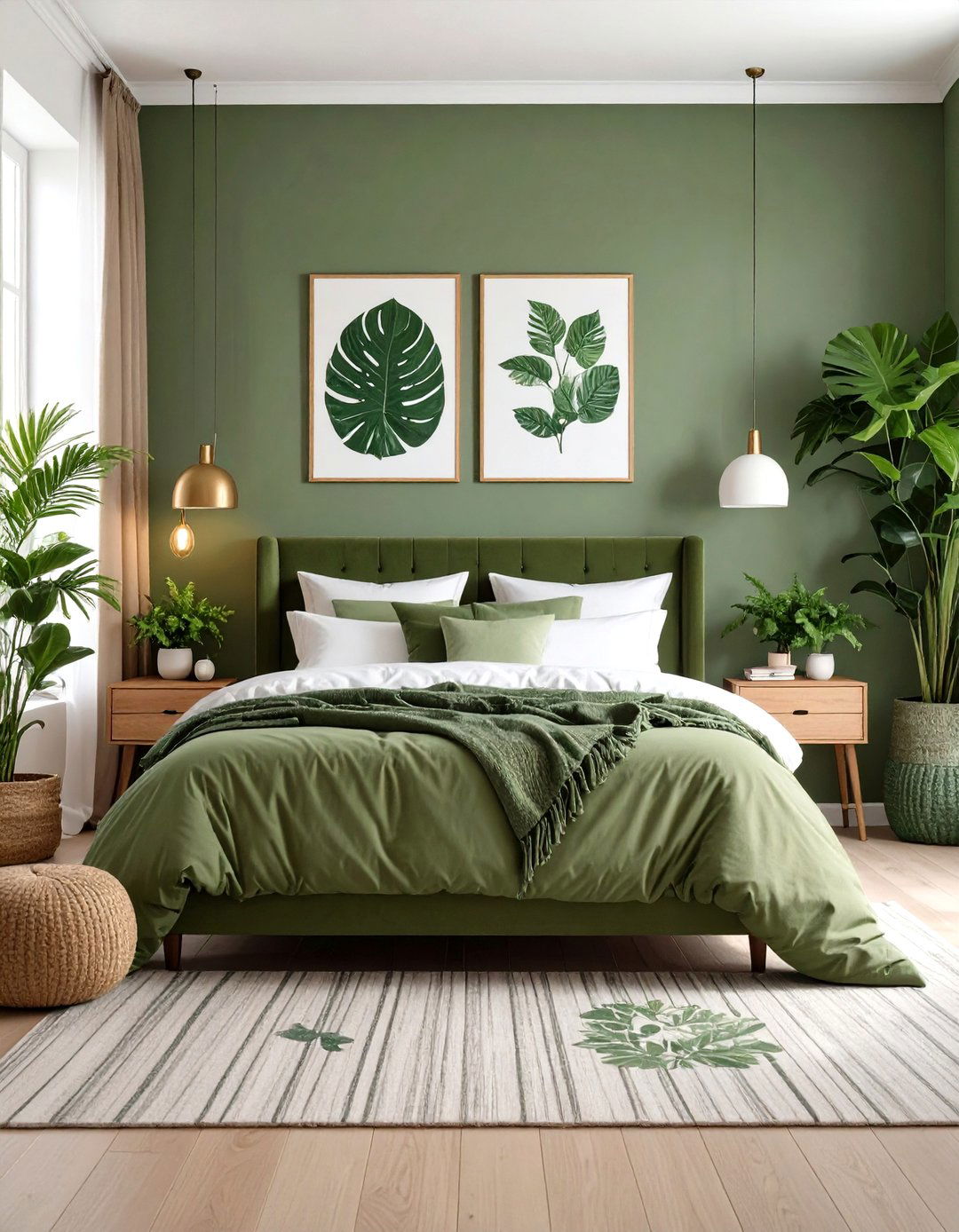 Olive Green Bedroom Botanical and Plant Filled Design - 20 Olive Green Bedroom Ideas
