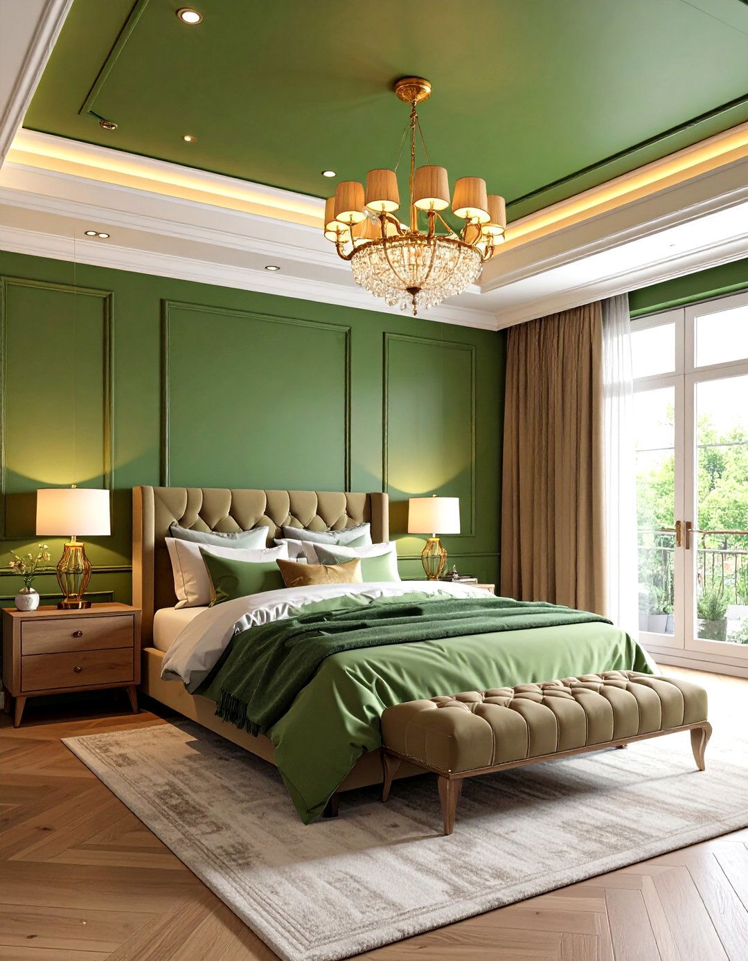 Olive Green Bedroom Ceiling Treatment for Unexpected Interest - 20 Olive Green Bedroom Ideas